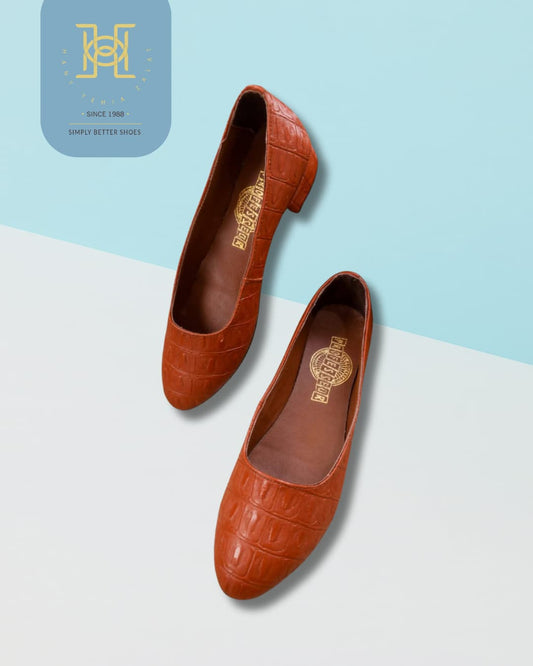 H.Y Zalat Croc-Textured Low Block Heels