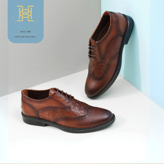 Men’s Casual Croc-Embossed Brogue Oxford Shoes – H.Y Zalat