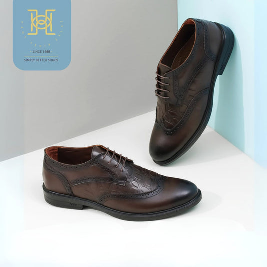 Men’s Casual Croc-Embossed Brogue Oxford Shoes – H.Y Zalat